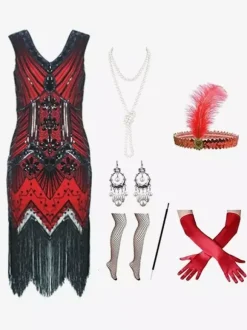 Green Retro Costumes Women's Rhinestones Fringe Marie Antoinette Costume Polyester Set Dress Accessory Retro Masquerade Ball Gown Burgundy