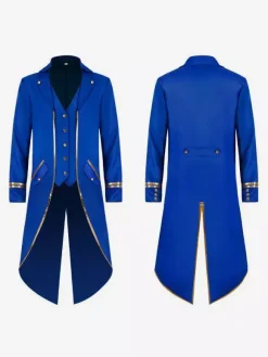 Green Vintage Top Vintage Buttons Long Sleeves Polyester Polyester Fiber Overcoat Retro Costumes For Man Burgundy