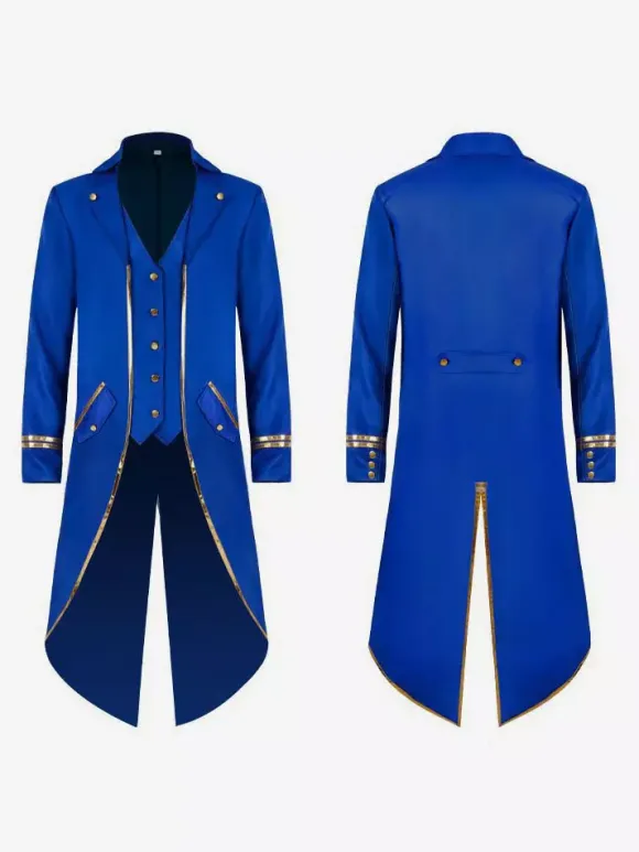 Green Vintage Top Vintage Buttons Long Sleeves Polyester Polyester Fiber Overcoat Retro Costumes For Man Burgundy