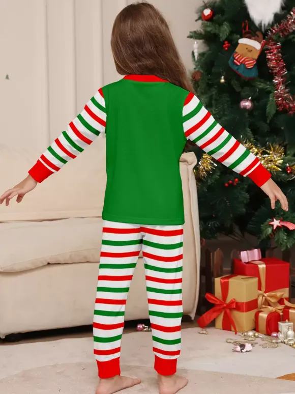Green And Red Stripe Elf Costume Family Pajamas Holiday Set 2026