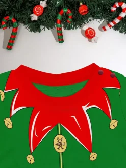 Green And Red Stripe Elf Costume Family Pajamas Holiday Set 2026