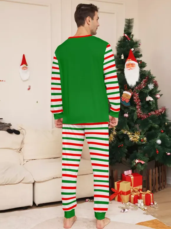 Green And Red Stripe Elf Costume Family Pajamas Holiday Set 2026