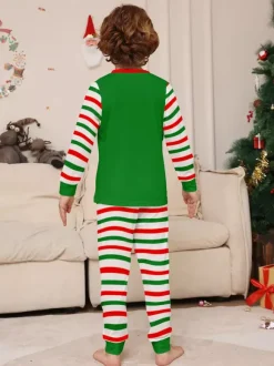 Green And Red Stripe Elf Costume Family Pajamas Holiday Set 2026