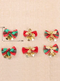 Green Christmas Bell Bowknot Props Polyester Fiber Christmas Holidays Costumes Props