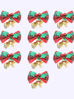 Green Christmas Bell Bowknot Props Polyester Fiber Christmas Holidays Costumes Props