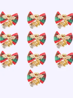 Green Christmas Bell Bowknot Props Polyester Fiber Christmas Holidays Costumes Props