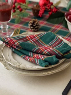 Green Christmas Polyester Fiber Polyester Plaid Christmas Holidays Costumes