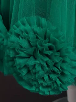 Green Flower Girl Dresses Jewel Neck Sleeveless Bows Tulle Cotton Sequined Kids Party Dresses