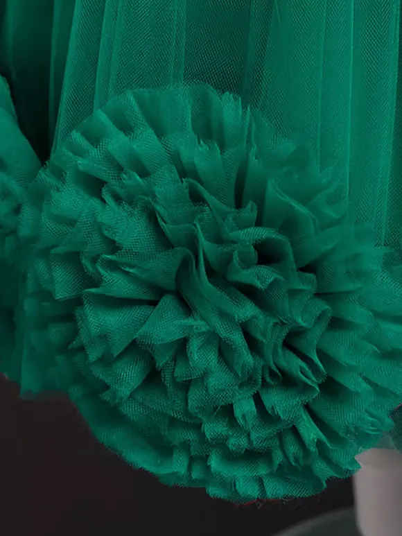 Green Flower Girl Dresses Jewel Neck Sleeveless Bows Tulle Cotton Sequined Kids Party Dresses
