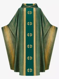 Green Gothic Chasuble Priest Vestment With Embroidered Cross For Church Mass Medieval Retro Liturgical Clergy Apparel