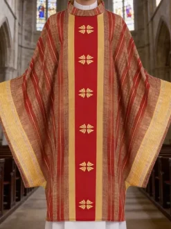 Green Gothic Chasuble Priest Vestment With Embroidered Cross For Church Mass Medieval Retro Liturgical Clergy Apparel