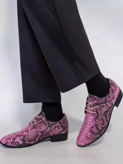 Green Oxford Shoes Snake Pattern Lace Up Casual Shoes