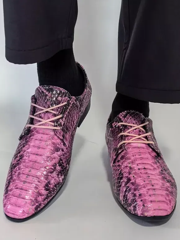 Green Oxford Shoes Snake Pattern Lace Up Casual Shoes