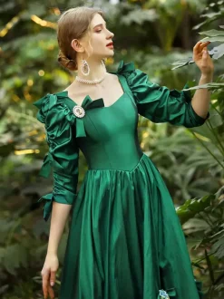 Green Retro Tudor Dress Costumes Polyester Dress Women's Euro-Style Marie Antoinette Costume 18th Century Costume