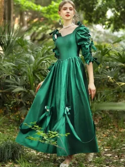 Green Retro Tudor Dress Costumes Polyester Dress Women's Euro-Style Marie Antoinette Costume 18th Century Costume