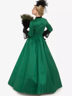Green Retro Tudor Dress Costumes Women's Lace Polyester Tunic Dress Royal Marie Antoinette Costume 18th Century Costume
