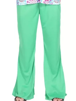 Green vintage Set Hippies Floral Print Long Sleeves Polyester Polyester Fiber Top Retro Costumes For Man