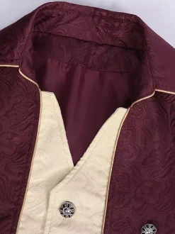 Green Vintage Top Retro Buttons Long Sleeves Retro Costumes For Man Burgundy