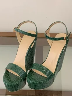 Green Wedge Sandals Women's Open Toe Stone Pattern Sandal Shoes