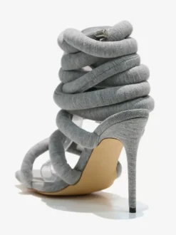 Grey High Heel Sandals Lace Up Gladiator Sandals For Women