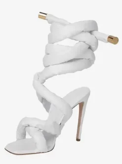 Grey High Heel Sandals Lace Up Gladiator Sandals For Women