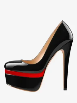 Grey Platform Pumps High Heel Round Toe Slip On Dress Shoes