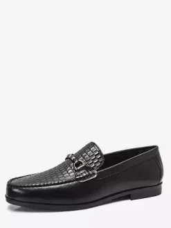 Groom Loafers Mens Bit Loafers Slip-on Low Heels Crocodile Leather Shoes