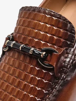 Groom Loafers Mens Bit Loafers Slip-on Low Heels Crocodile Leather Shoes