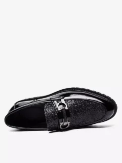 Groom Loafers Mens Bit Loafers Shiny Pointed Toe Slip-on Dress Shoes