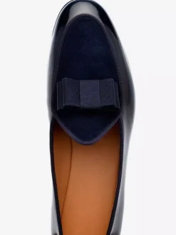 Groom Loafers Mens Bowknot Belgian Loafers in Black Patent Leather Prom Party Wedding Shoes