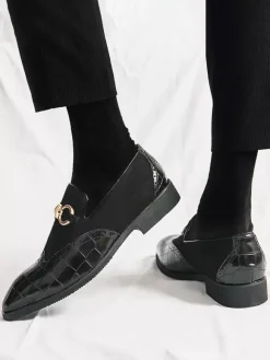 Groom Loafers Mens Horsebit Loafers Stone Pattern Splice Suede Leather Slip-on Pointed Toe Shoes