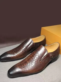 Groom Loafers Mens Slip On Loafer Vintage-Inspired Genuine Leather Business Formal Shoes Cap-Toe Dress Shoes