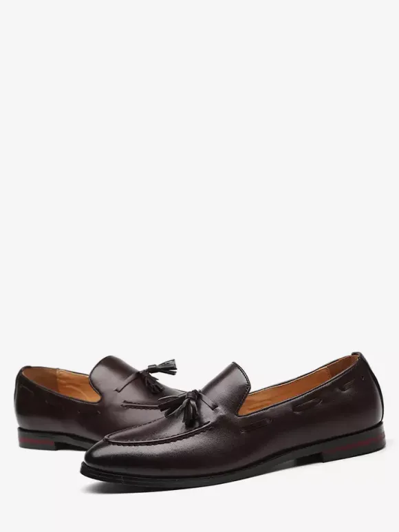 Groom Loafers Mens Tassels Loafers Slip On Pointed Toe Flats Casual Shoes