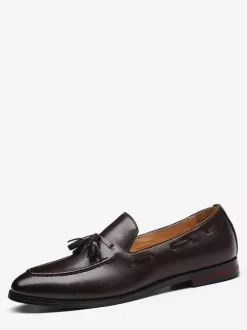 Groom Loafers Mens Tassels Loafers Slip On Pointed Toe Flats Casual Shoes