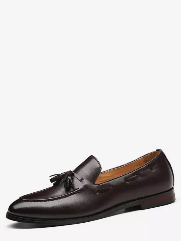 Groom Loafers Mens Tassels Loafers Slip On Pointed Toe Flats Casual Shoes