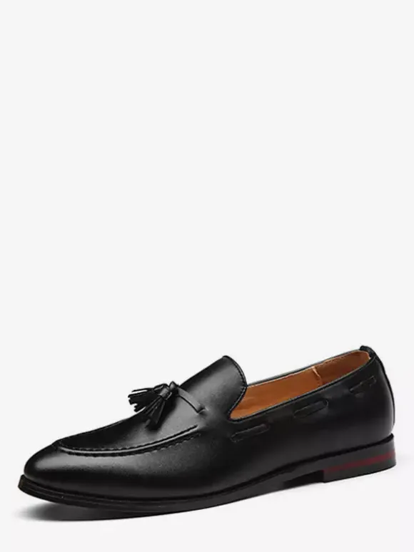 Groom Loafers Mens Tassels Loafers Slip On Pointed Toe Flats Casual Shoes