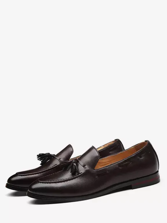 Groom Loafers Mens Tassels Loafers Slip On Pointed Toe Flats Casual Shoes