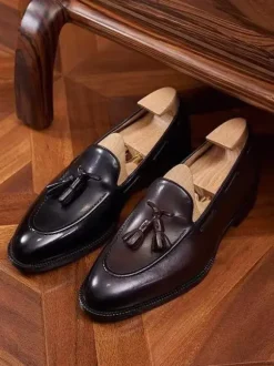 Groom Loafers Mens Tassel Loafer Square Toe Slip On Leather Penny Shoes low heels Prom Wedding Shoes