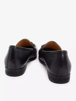 Groom Loafers Mens Bit Loafers Pointed Toe Snake Pattern Metal Trend Dress Shoes Wedding Leather Shoes