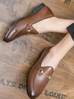 Groom Loafers Mens Bit Loafers Business Casual Slip-On Breathable Pointy Toe Leather Shoes