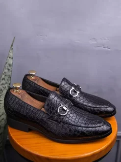 Groom Loafers Mens Bit Loafers Casual Moccasins Round Toe Leather Shoes
