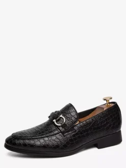 Groom Loafers Mens Bit Loafers Casual Moccasins Round Toe Leather Shoes