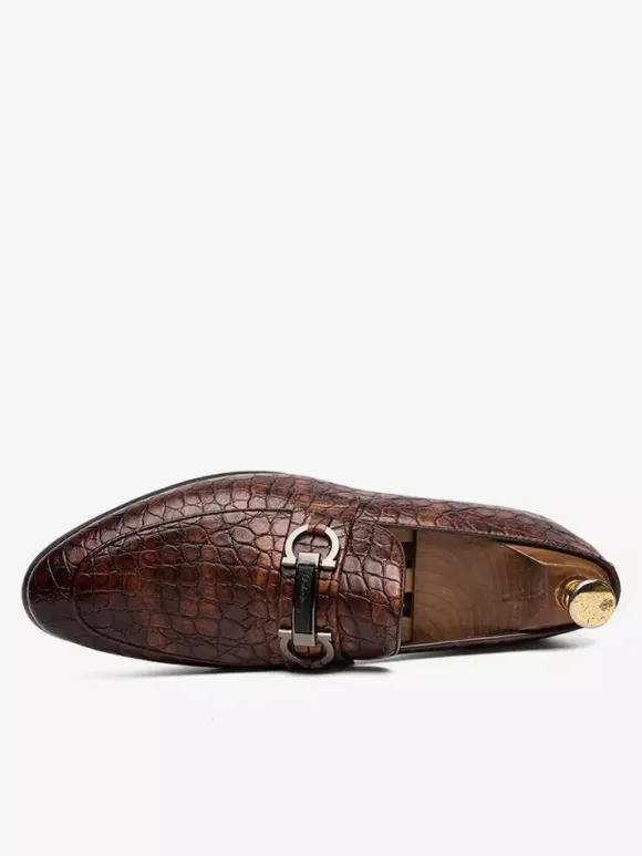 Groom Loafers Mens Bit Loafers Casual Moccasins Round Toe Leather Shoes