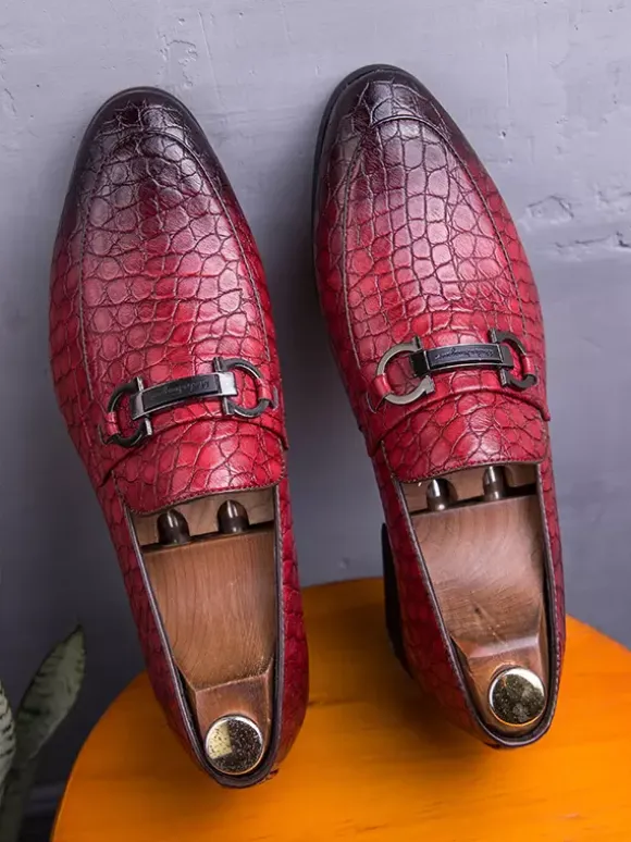 Groom Loafers Mens Bit Loafers Casual Moccasins Round Toe Leather Shoes