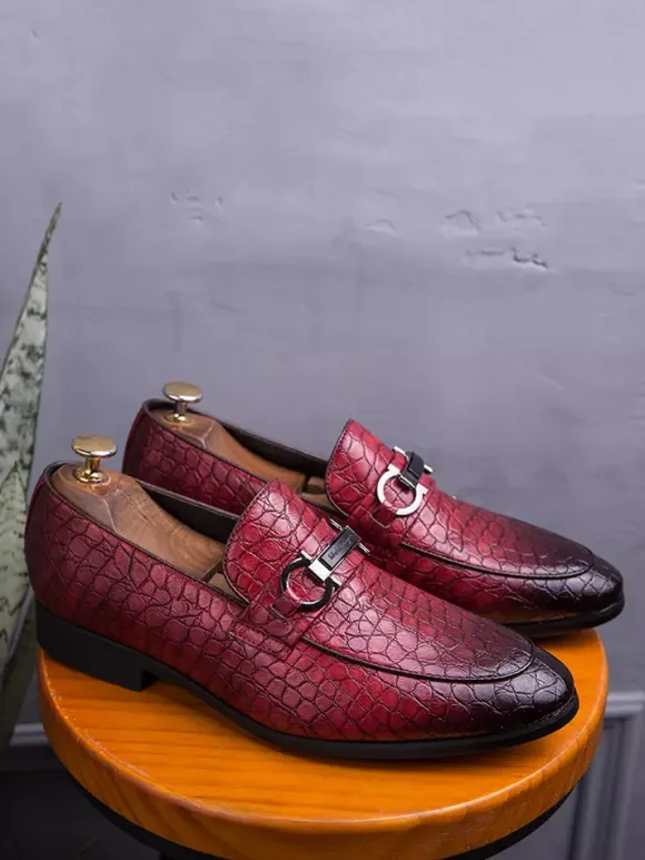 Groom Loafers Mens Bit Loafers Casual Moccasins Round Toe Leather Shoes