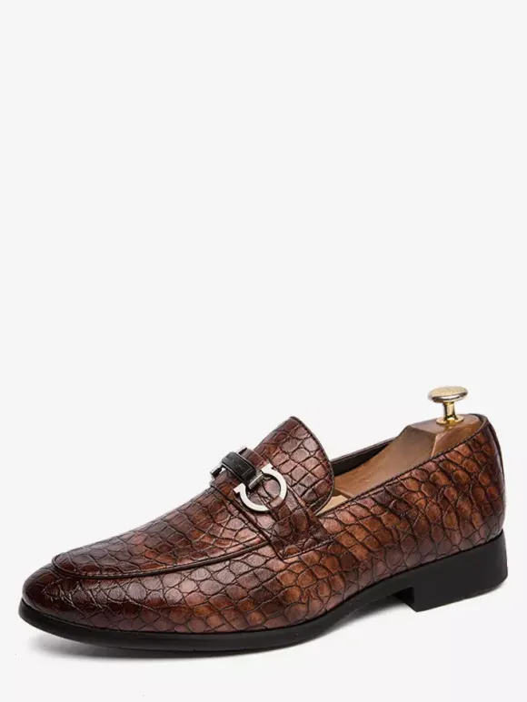 Groom Loafers Mens Bit Loafers Casual Moccasins Round Toe Leather Shoes