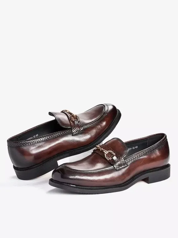 Groom Loafers Mens Horsebit Loafers Genuine Leather Slip-On Dress Shoes For Business