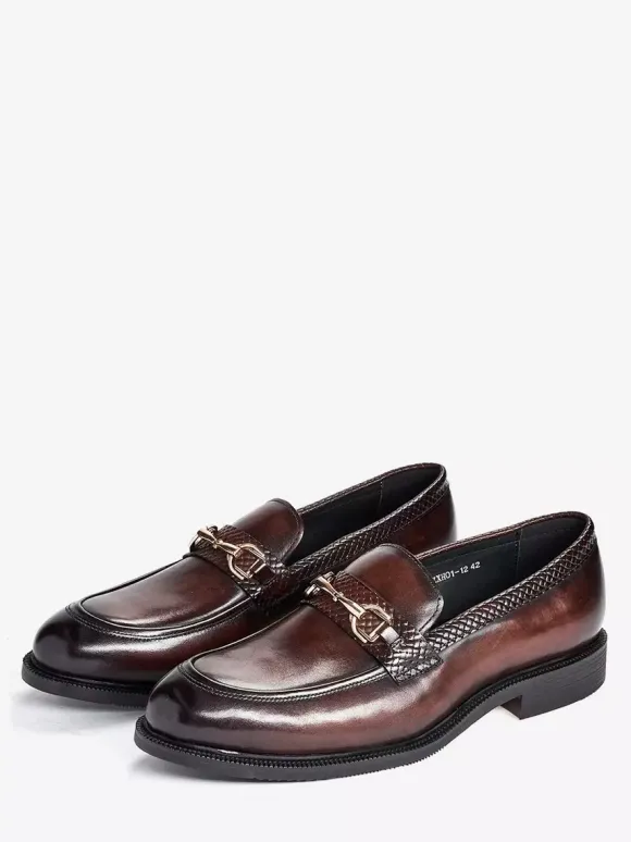 Groom Loafers Mens Horsebit Loafers Genuine Leather Slip-On Dress Shoes For Business