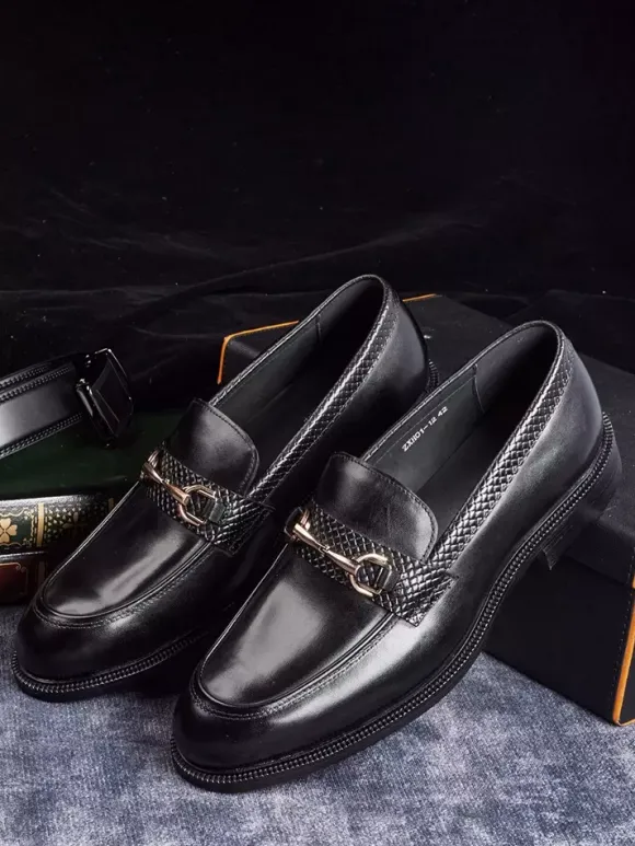 Groom Loafers Mens Horsebit Loafers Genuine Leather Slip-On Dress Shoes For Business