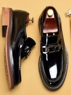 Groom Loafers Mens Horsebit Loafers Genuine Leather Slip On Driving Shoes Smart Office Work Formal Shoes